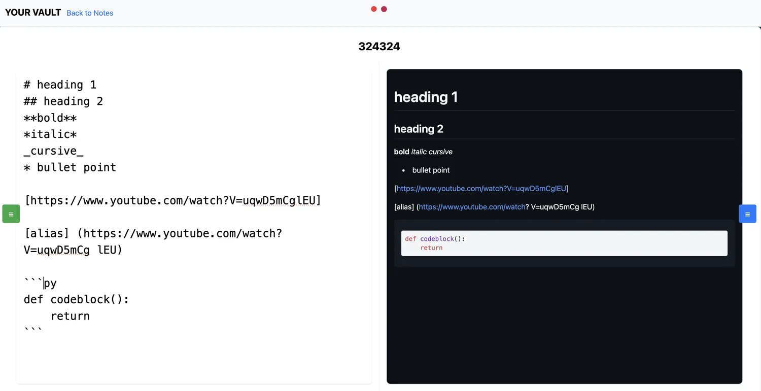 Markdown editor and rendered preview side by side