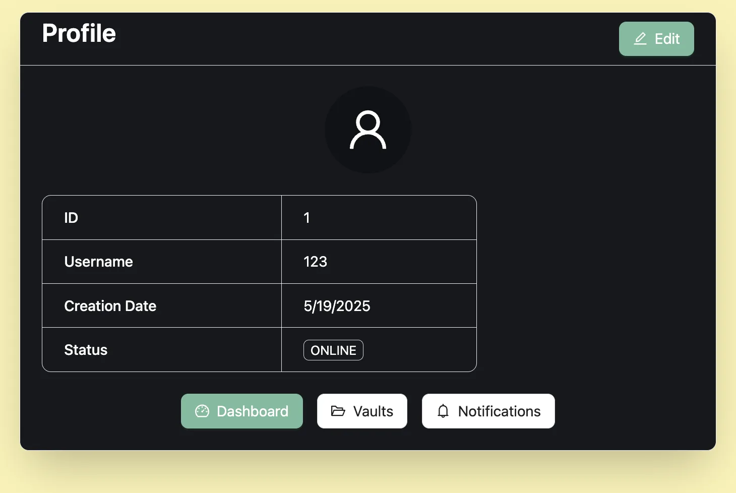 User profile page and navigation