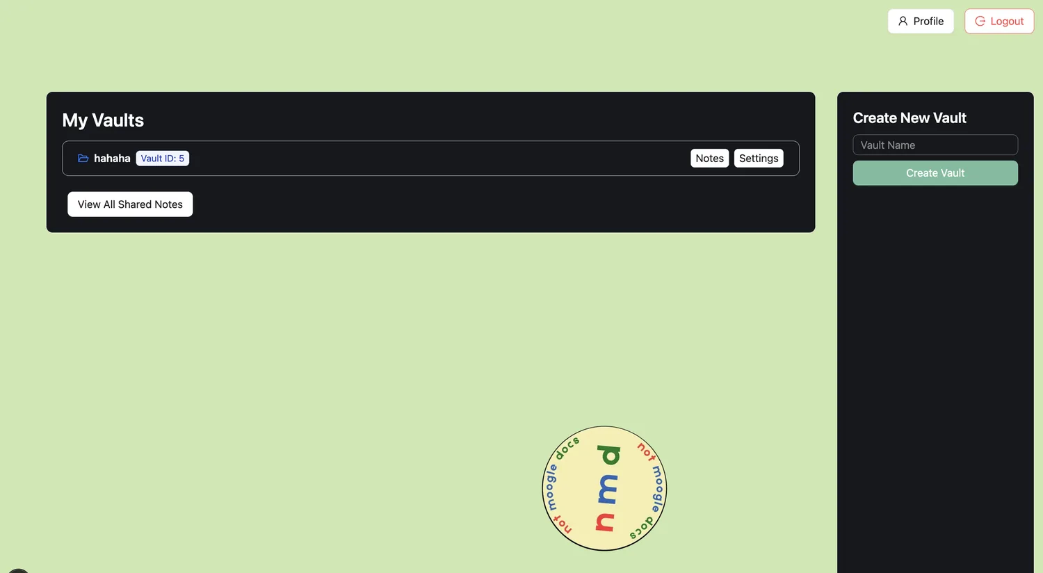 Owned and shared vaults in the vault dashboard